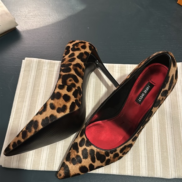 Nine West Tatiana, 2 Pair of Lux, Calf Fur Heels 9.5 in Zebra or Leopard NWOB - Picture 16 of 16